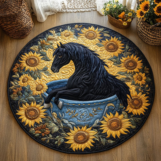 Sunflower Pocket Pony WY0107168CL Quilted Round Mat