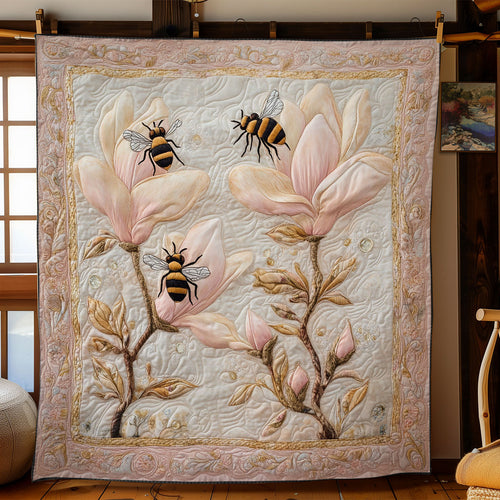 Bee In Pink Magnolia WY2103023CL Quilt