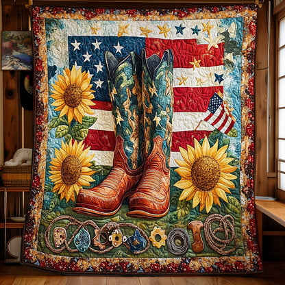 Cowboy Boots And Sunflower WY2101049CL Quilt