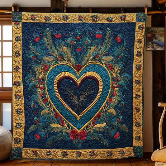 Peacock Feather Heart WY1303076CL Quilt