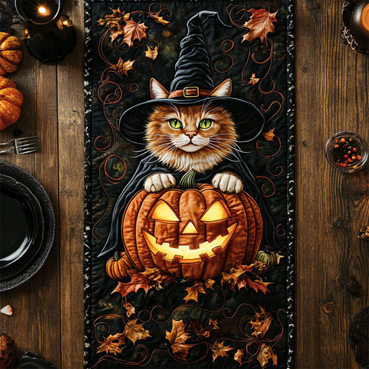 Enchanted Pumpkin Peek WY0907045CL Quilted Table Runner