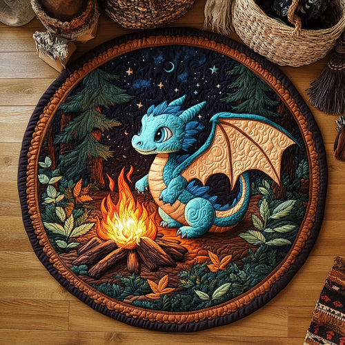 Baby Dragon And Flame WY0107078CL Quilted Round Mat