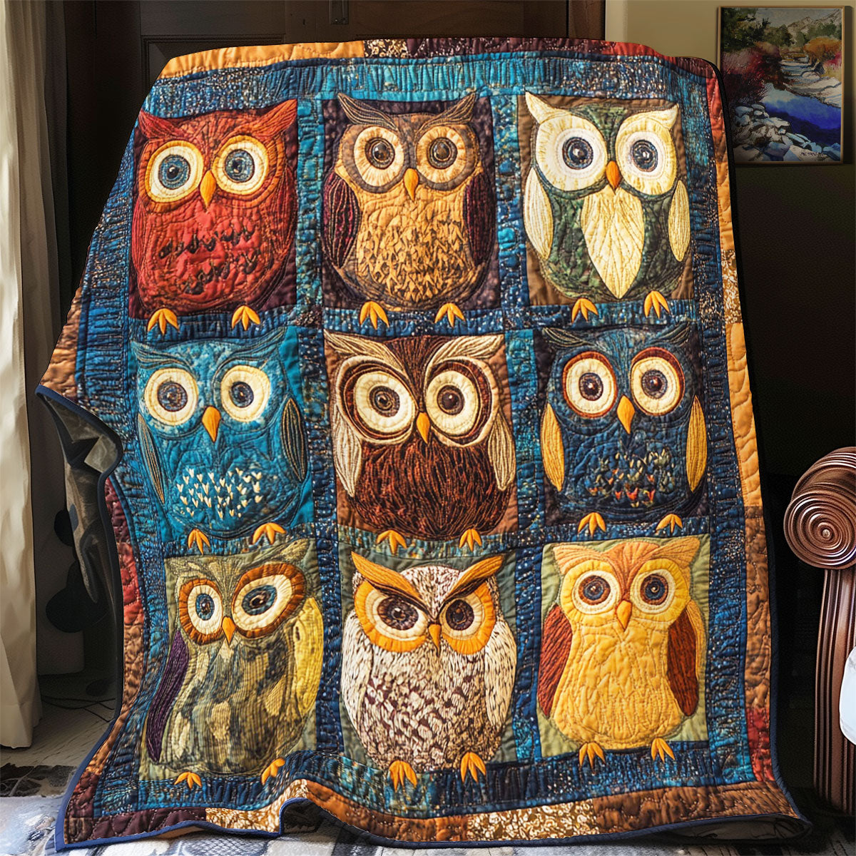 Vintage Owl Portrait WY1303083CL Quilt