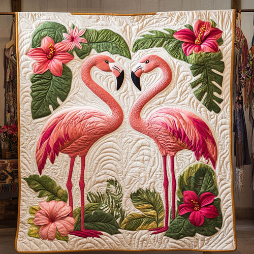 Hibiscus Flamingo Love WY0306041CL Quilt
