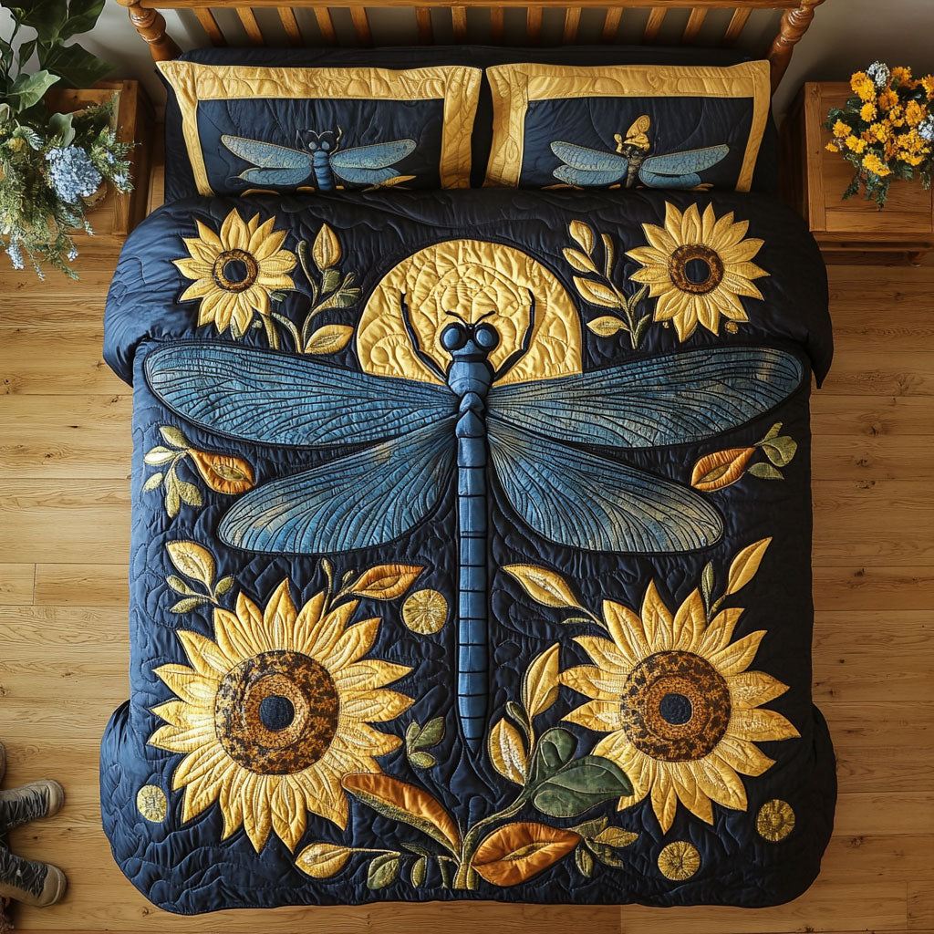 Dragonfly In Night Sunflower WY3103013CL Duvet Cover Set