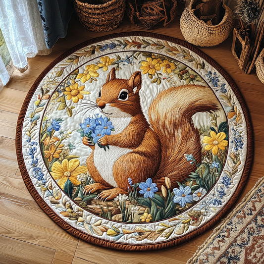 Woodland Squirrel Floral WY010792CL Quilted Round Mat