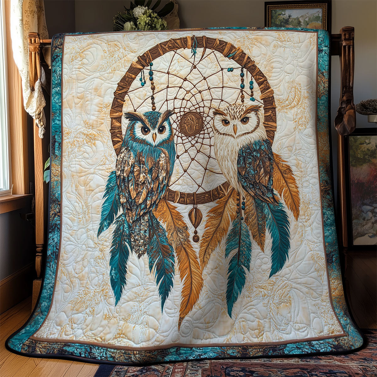 Couple Owl In Dreamcatcher WY1002040CL Quilt