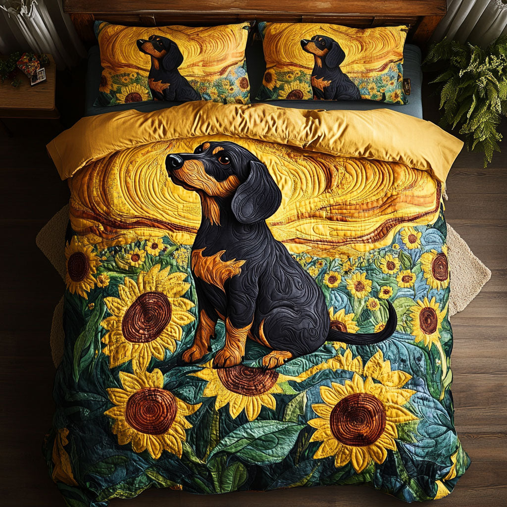 Dachshund Sunflower WY2005009CL Duvet Cover Set