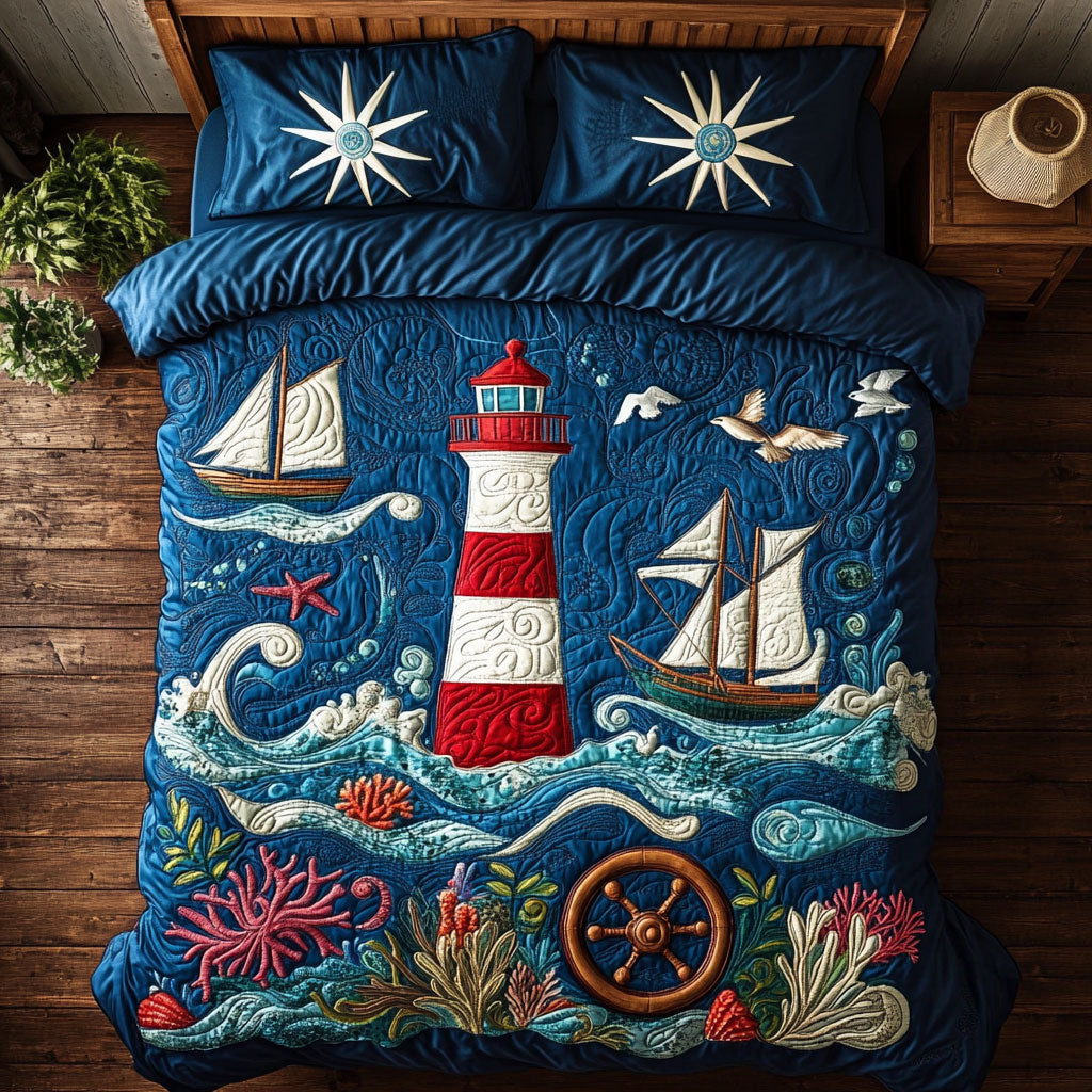 Sailboat And Lighthouse WY2006069CL Duvet Cover Set