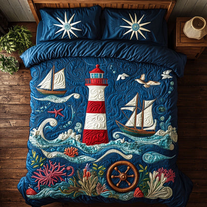 Sailboat And Lighthouse WY2006069CL Duvet Cover Set