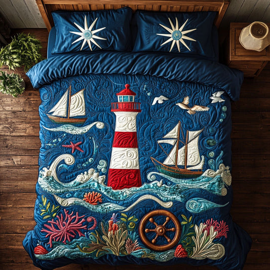 Sailboat And Lighthouse WY2006069CL Duvet Cover Set