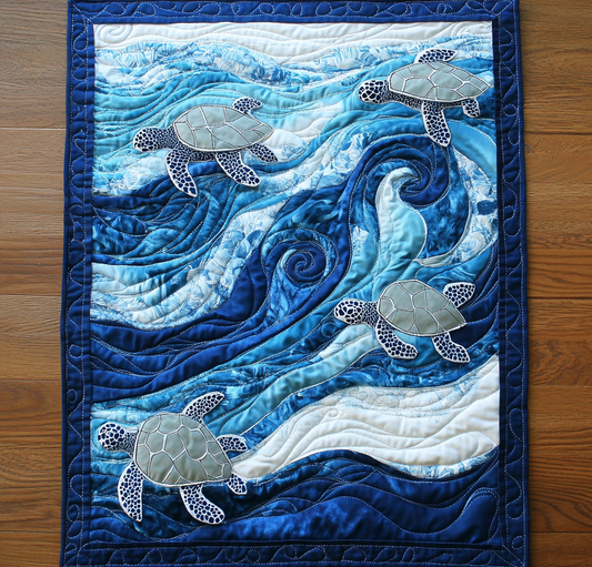 Turtle In Wave WY1901049CL Quilted Table Runner