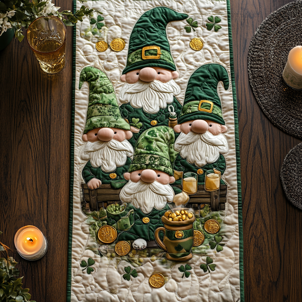 Gnome In Clover WY1901023CL Quilted Table Runner