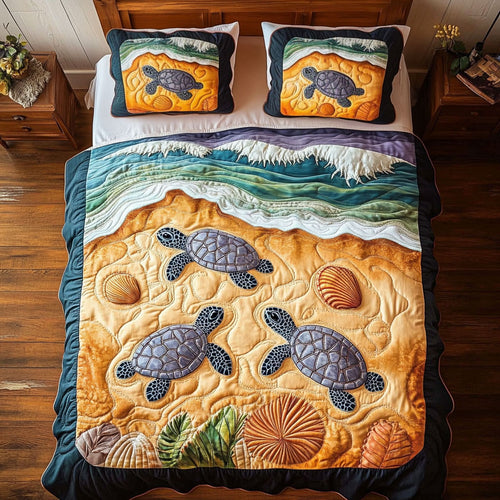 Turtle Family In Sand WY2006060CL Duvet Cover Set