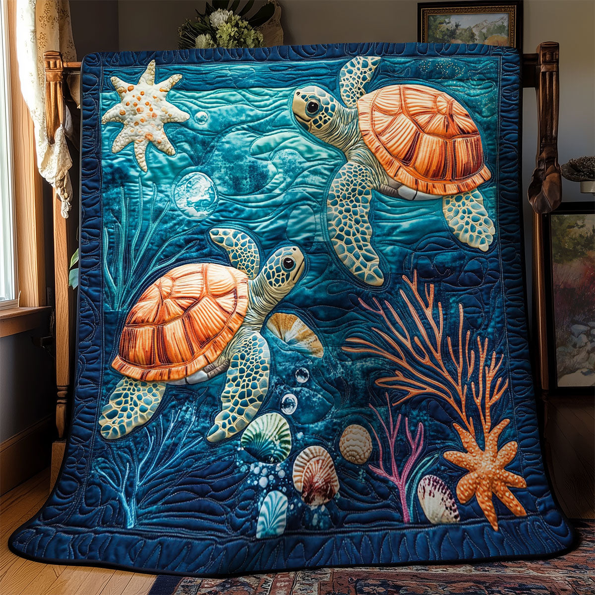 Turtle In Ocean WY2802142CL Quilt