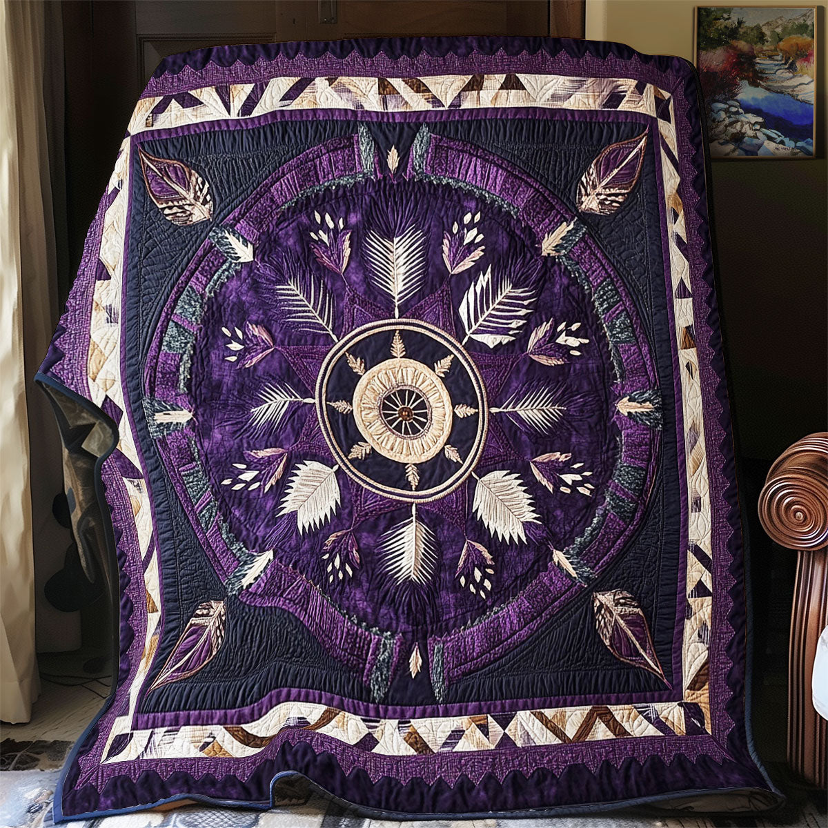 Purple Native American Pattern WY0503124CL Quilt