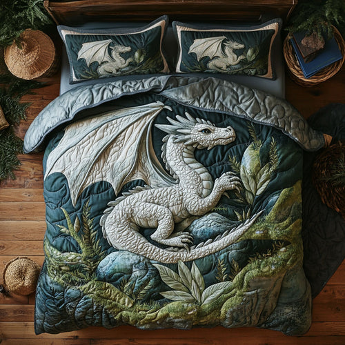 White Dragon In Forest WY2205017CL Duvet Cover Set