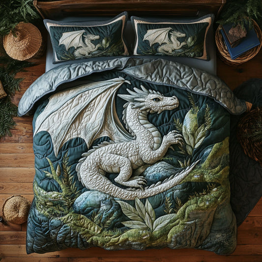 White Dragon In Forest WY2205017CL Duvet Cover Set