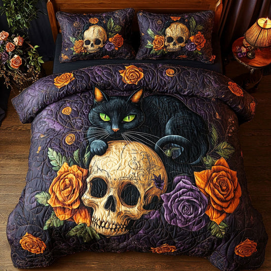 Black Cat In Skull WY1806001CL Duvet Cover Set