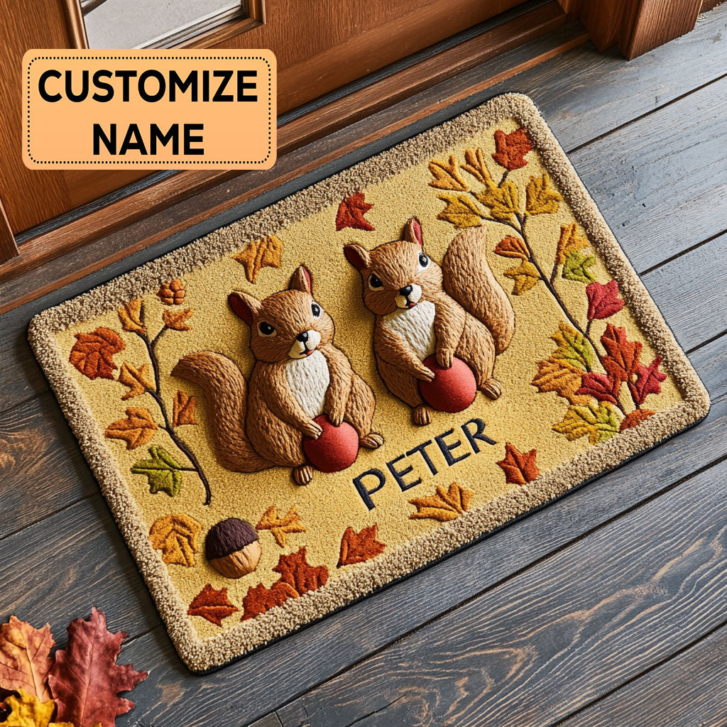 Squirrel Welcome CP2808096CL Personalizedd Doormat