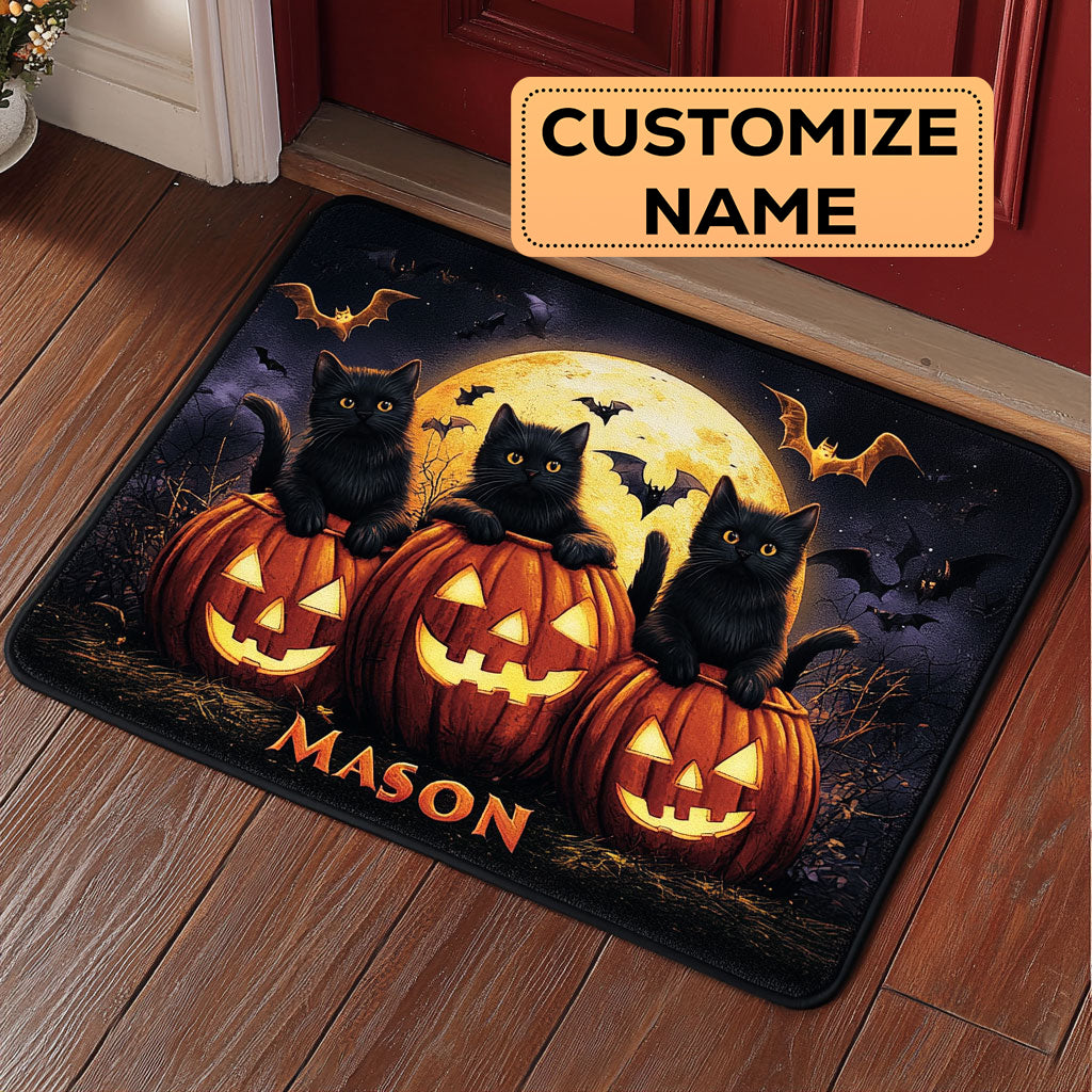 Mystic Pumpkin Cat CW1508058CL Personalized Doormat
