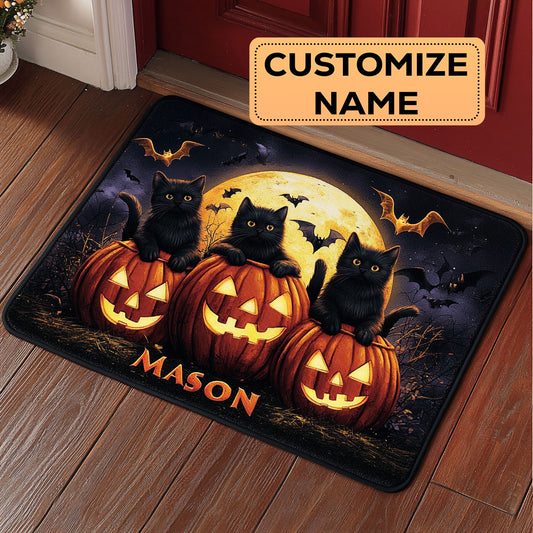 Mystic Pumpkin Cat CW1508058CL Personalized Doormat