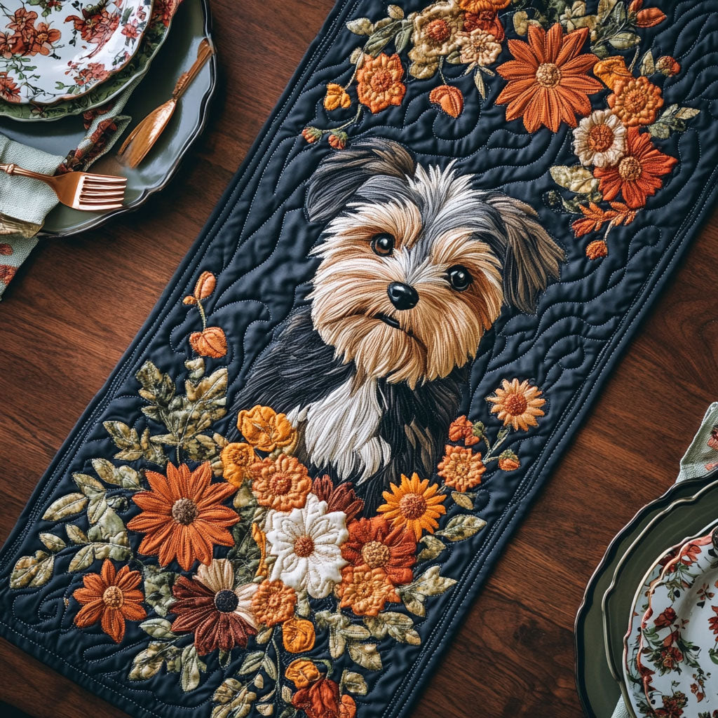 Shih Tzu In Garden WY3105009CL Quilted Table Runner