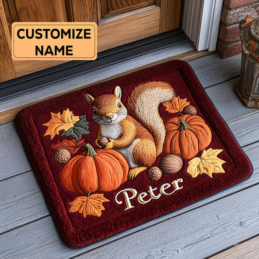 Autumn Squirrel CP0609028CL Personalized Doormat