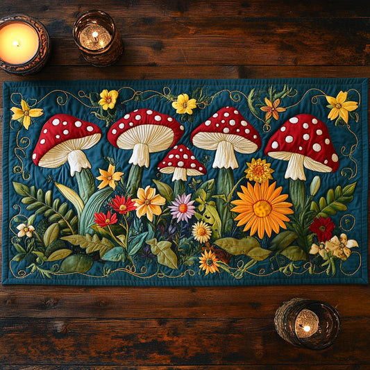 Mushroom Garden CM1405041CL Quilted Table Runner