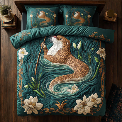 Otter In Flower Tranquil WY2805012CL Duvet Cover Set
