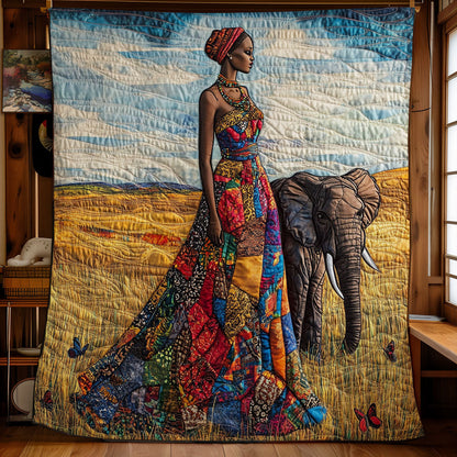 African Women And Elephant WY1002003CL Quilt