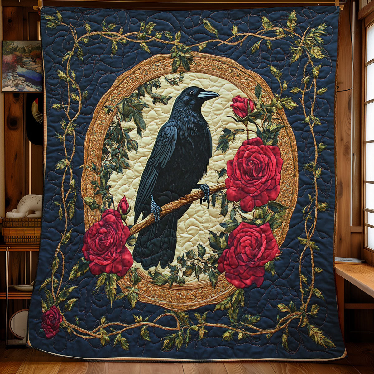 Mystic Crow In Garden WY0402033CL Quilt