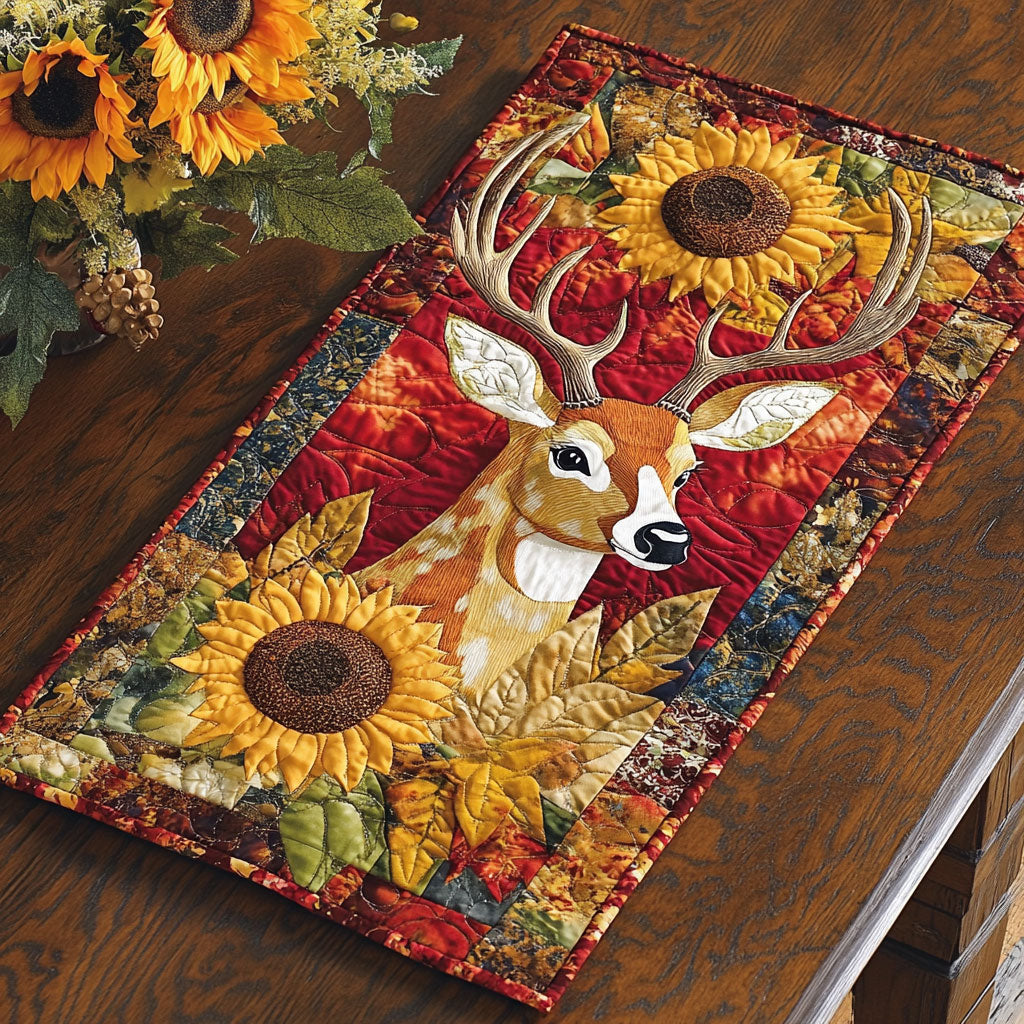 Deer In Sunflower Forest WY2801006CL Quilted Table Runner