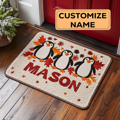 Autumn Penguin CW1508062CL Personalized Doormat