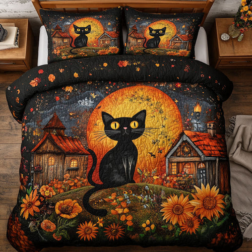 Midnight Black Cat WY0802072CL Duvet Cover Set