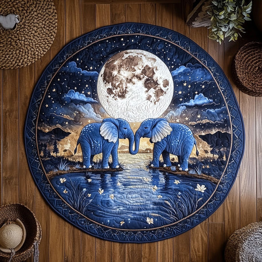 Moon Romantic Elephant WY1006047CL Quilted Round Mat