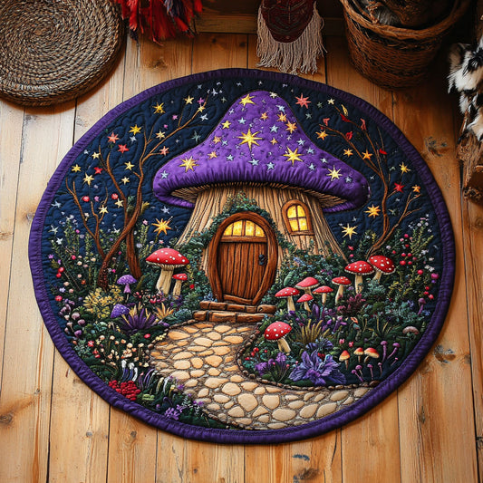 Fairy Mushroom Home WY1107042CL Quilted Round Mat