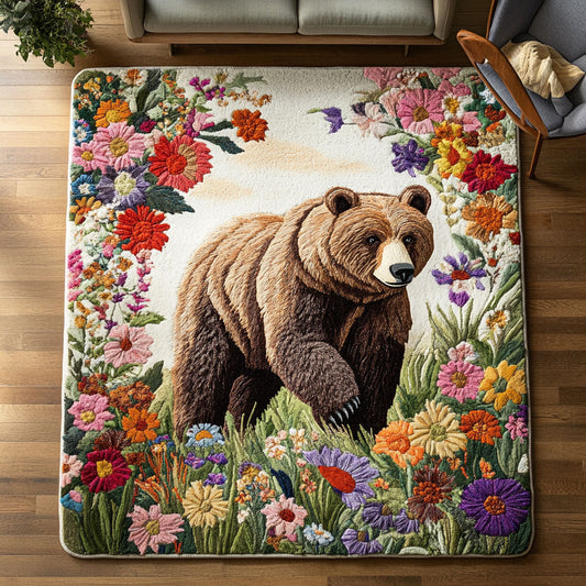 Floral Garden Bear CW0609056CL Area Rug