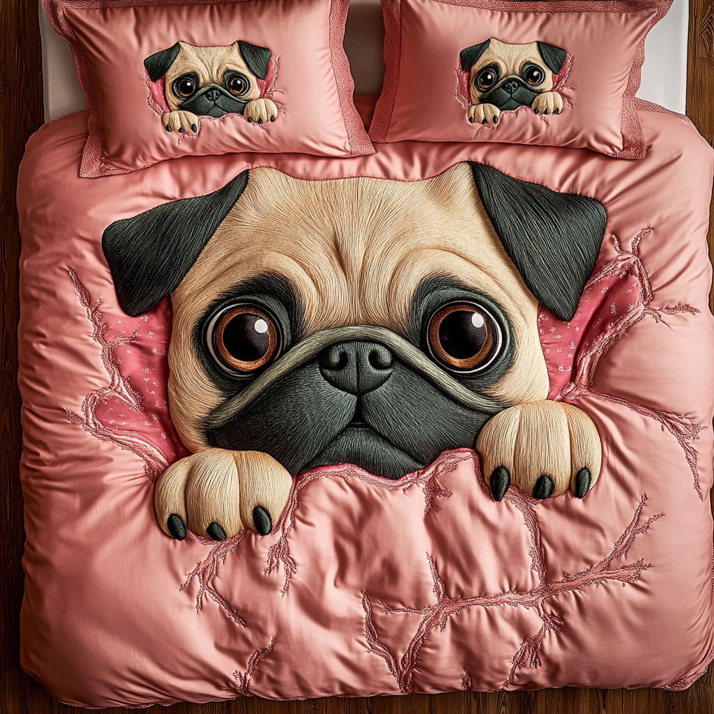 Adorable Pug Bursting WY0407001CL Duvet Cover Set