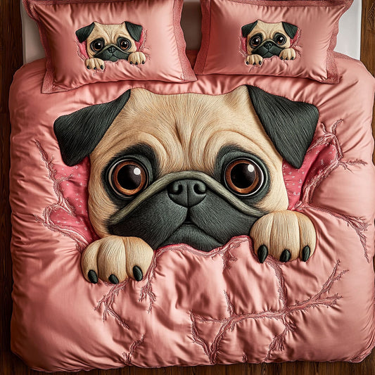 Adorable Pug Bursting WY0407001CL Duvet Cover Set