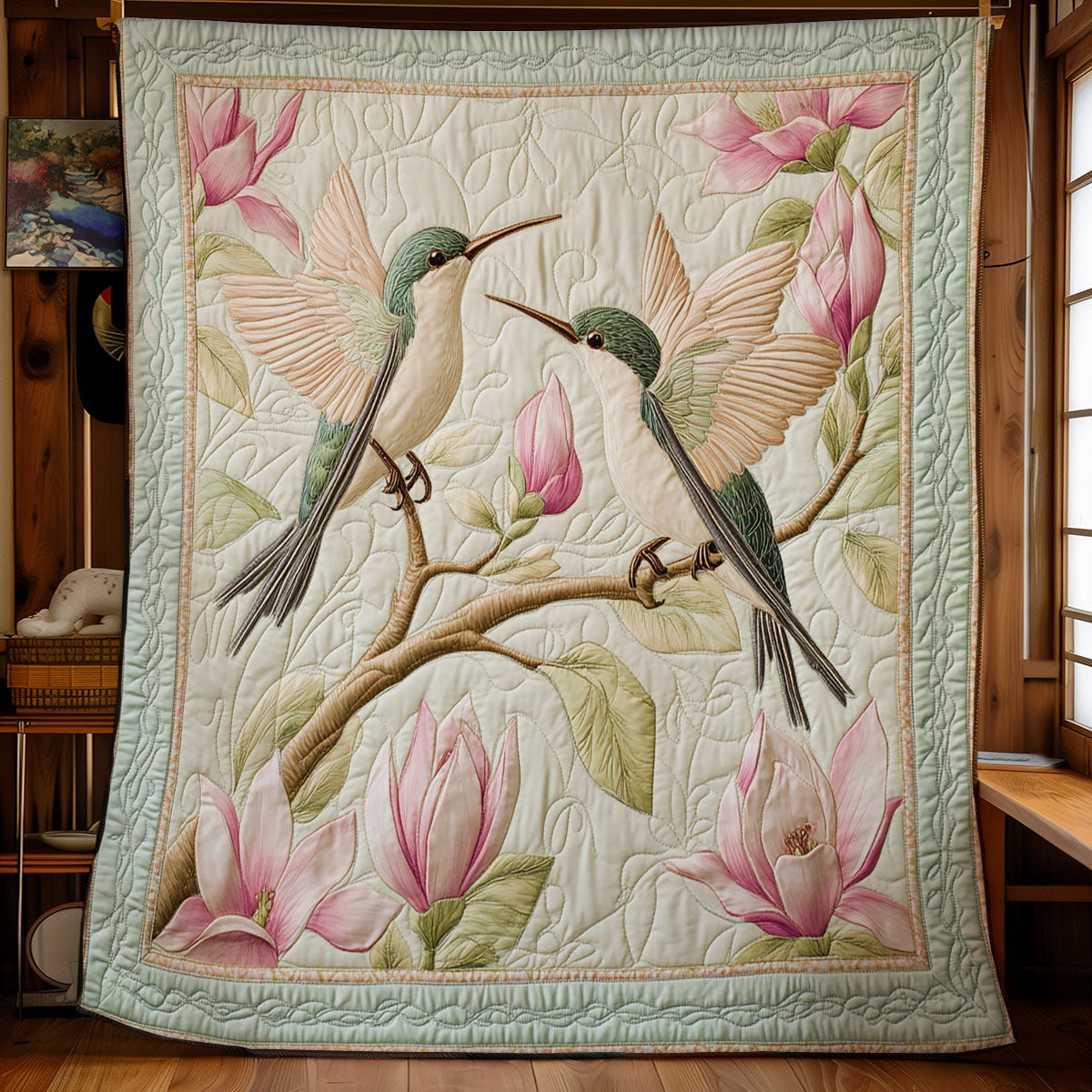 Vintage Magnolia And Hummingbird WY1303067CL Quilt