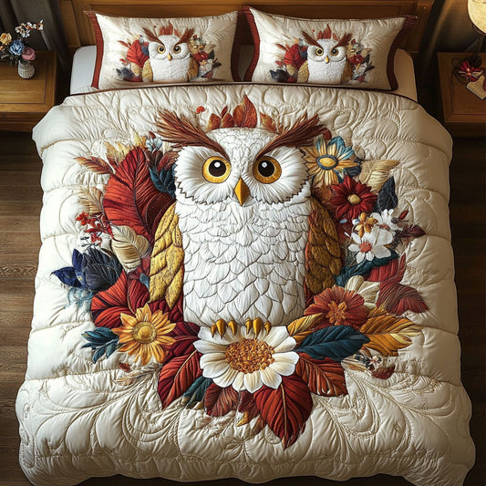 Floral White Owl WY0104003CL Duvet Cover Set