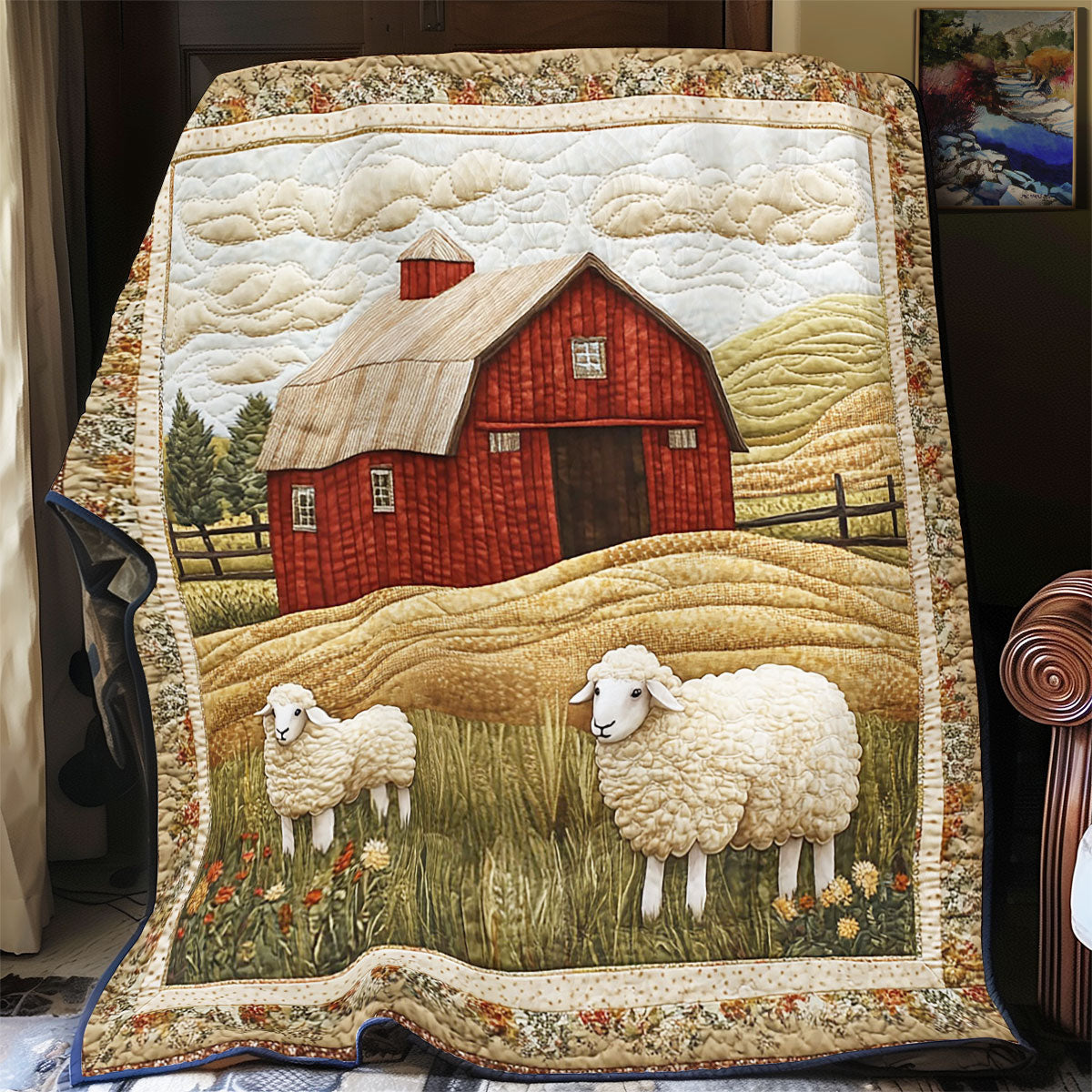 Sheep In Peaceful Farm WY1303055CL Quilt