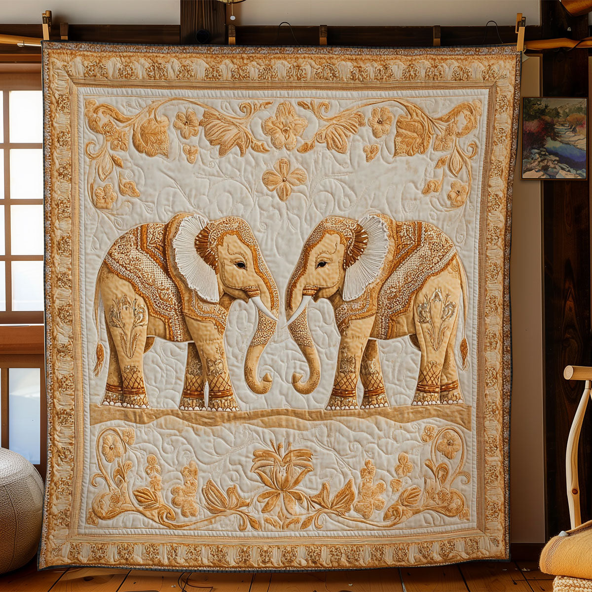 Couple Elephant WY1002038CL Quilt