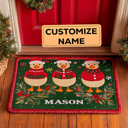 Festive Duck CW1908054CL Personalized Doormat