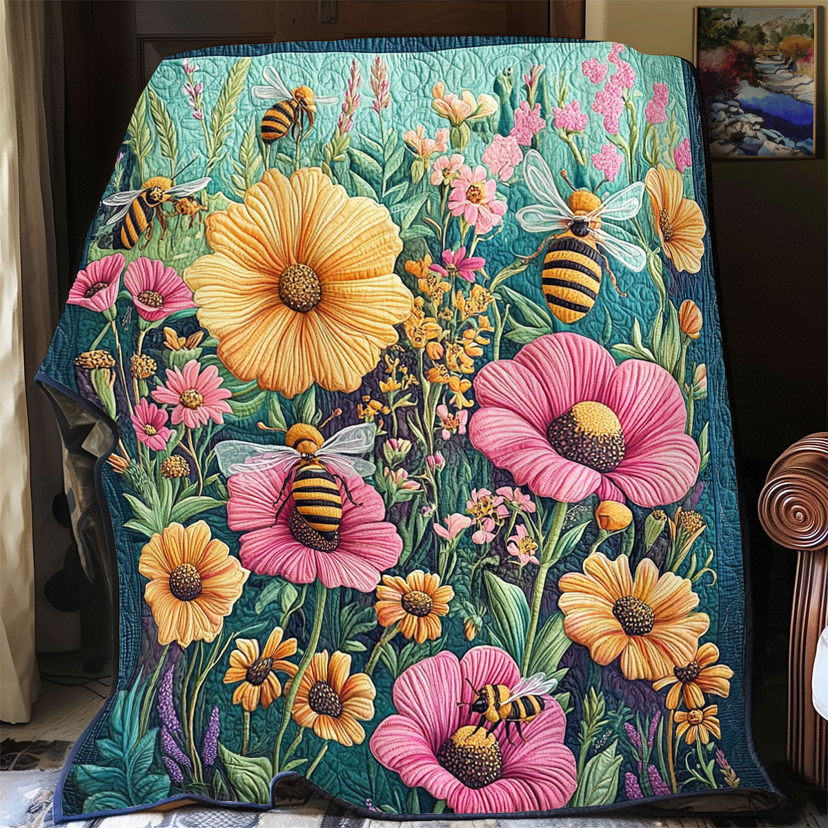 Buzzing Flowers WY1803021CL Quilt