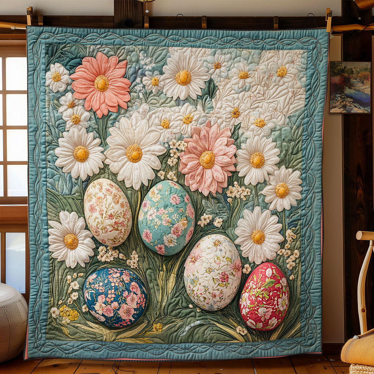 Easter Egg In Flower WY1303036CL Quilt