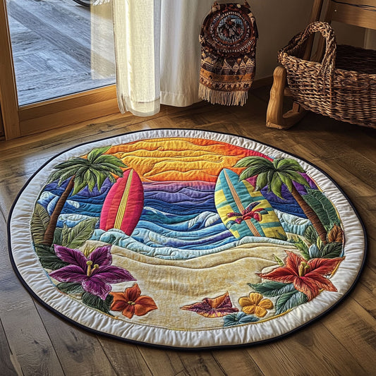 Summer Waves And Hibiscus WY0107169CL Quilted Round Mat