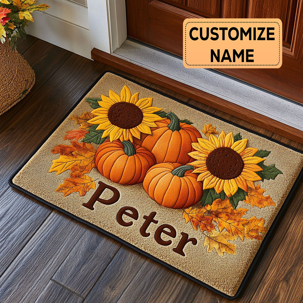 Pumpkin Bloom CP0609006CL Personalized Doormat