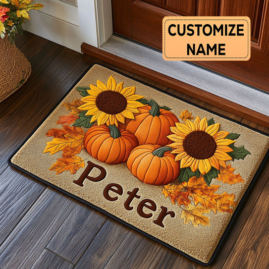 Pumpkin Bloom CP0609006CL Personalized Doormat